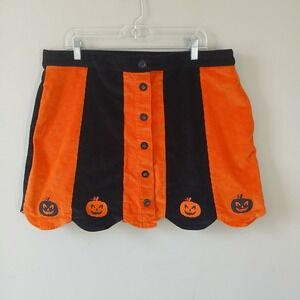 Smak Parlour Women's Size 2X 1960's Orange and Black Pumpkin Corduroy Mini Skirt
